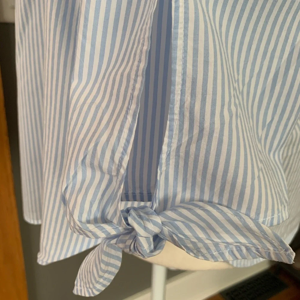 H&M L.O.G.G. White and Light Blue Striped Top - Picture 6 of 8